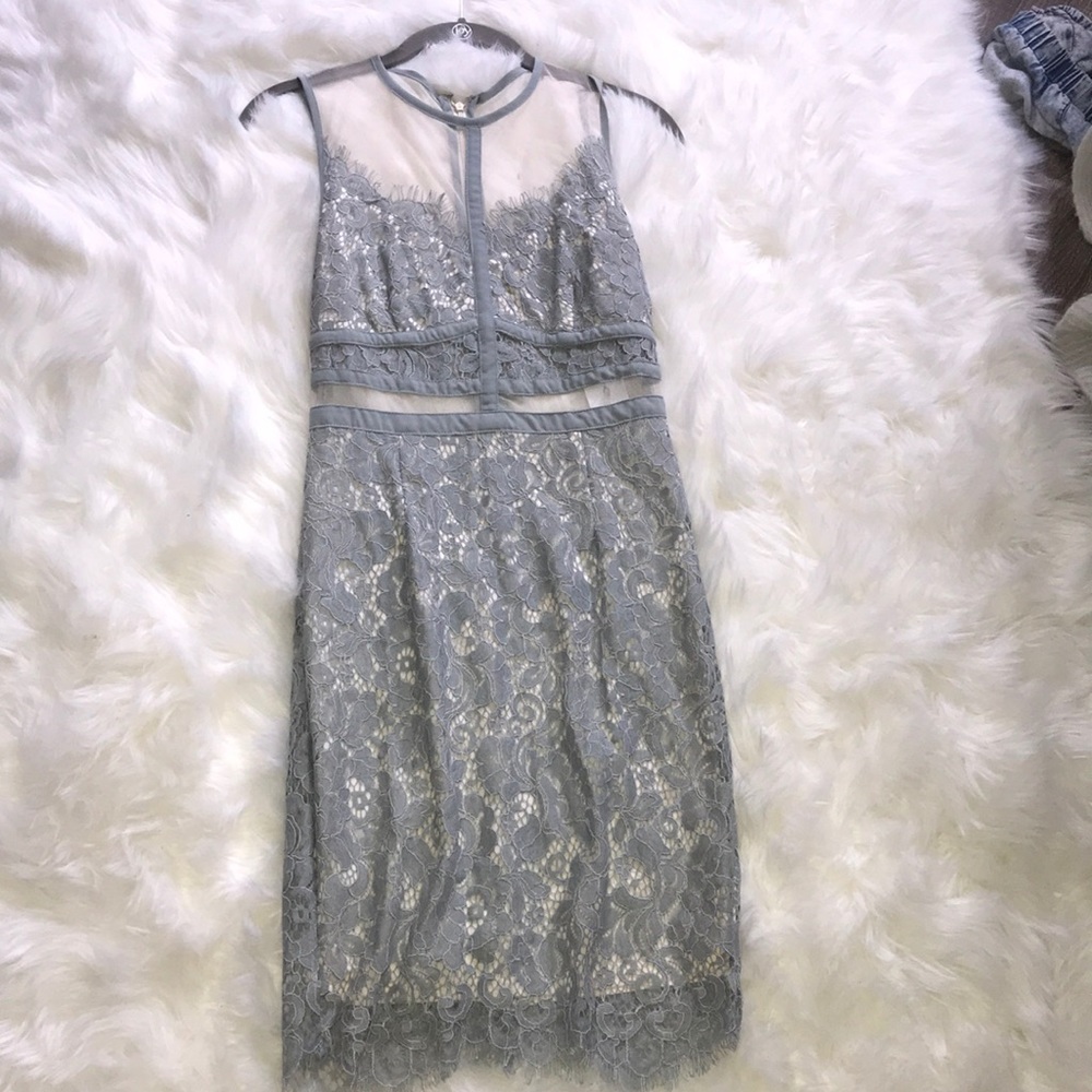 Blue & nude lace dress